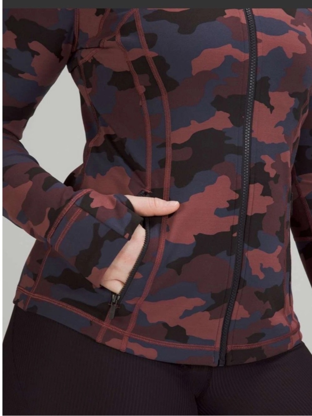 LULULEMON CAMO DEFINE Jacket sz 12 HERITAGE 365/Incognito SMOKY RED NIGHT SEA - Picture 2 of 11